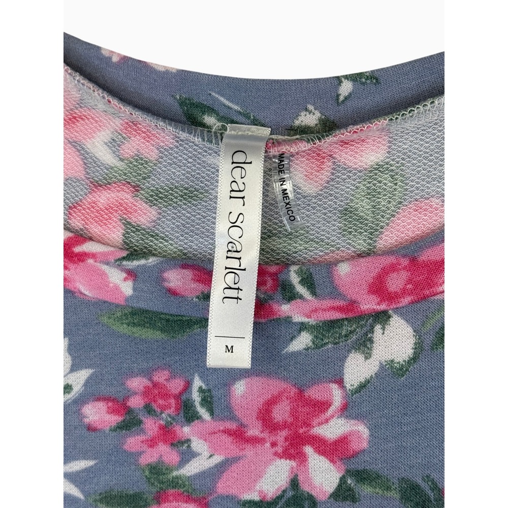 Dear Scarlett Women's M Blue Pink Floral Tunic Top 3/4 Sleeve NWOT - Picture 6 of 8